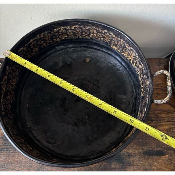 Vintage  French Footed  metal planter or decorative bowl - Picture 7 of 7